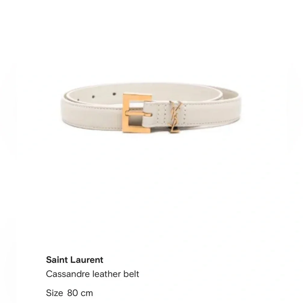 Saint Laurent Cream Belt with Gold Buckle - Picture 3 of 3
